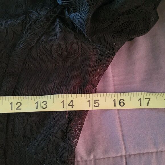 Victorian Vamp Sheer Lace High Neck Button Blouse Dark Goddess Gothic Sz Medium - Picture 4 of 7